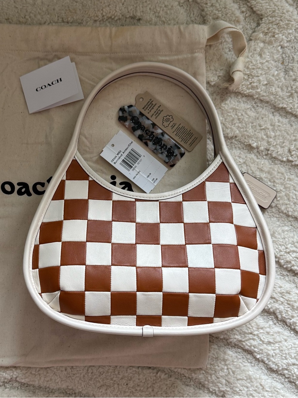 NWT Coachtopia Ergo Bag Checkerboard Burnished Amber Chalk